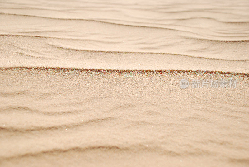 美丽的波浪图案在沙漠的沙子