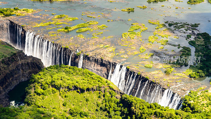 从空中俯瞰维多利亚瀑布，赞比亚和津巴布韦。联合国教科文组织世界遗产