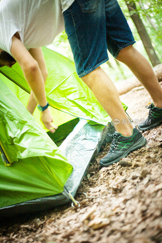 帐篷安装、自然、准备、露营