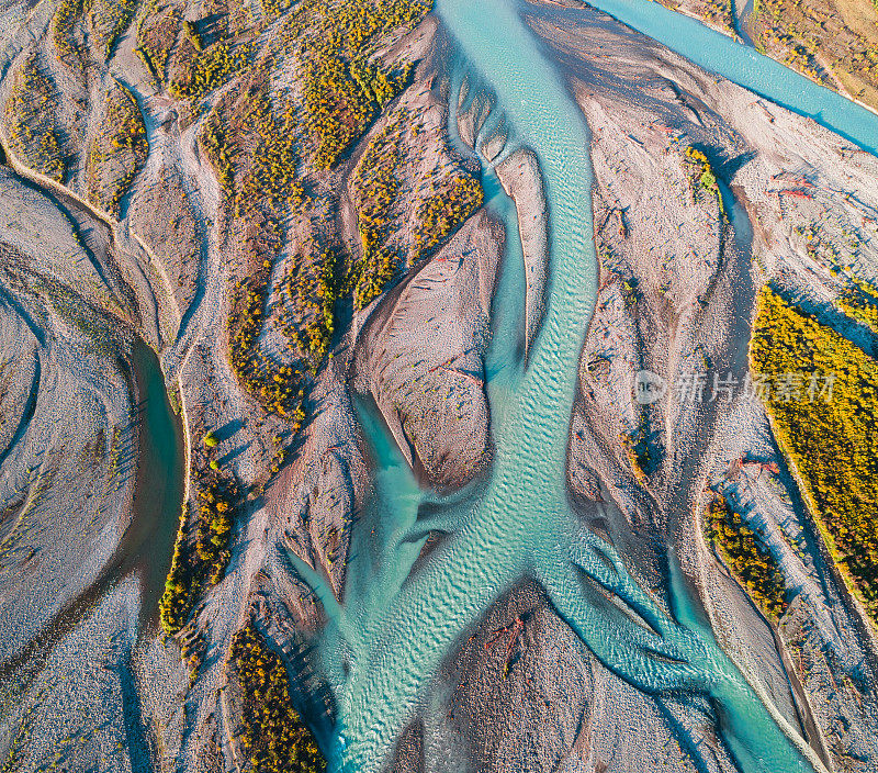 河流水道鸟瞰图。