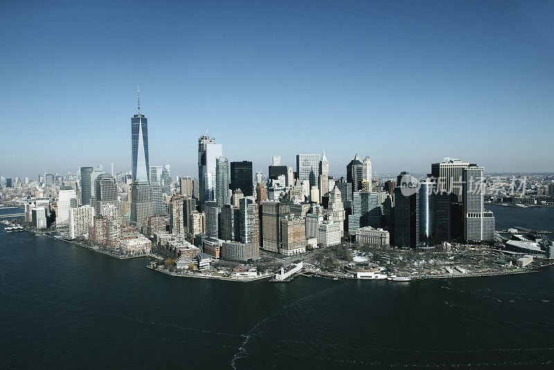 从直升机上鸟瞰纽约市