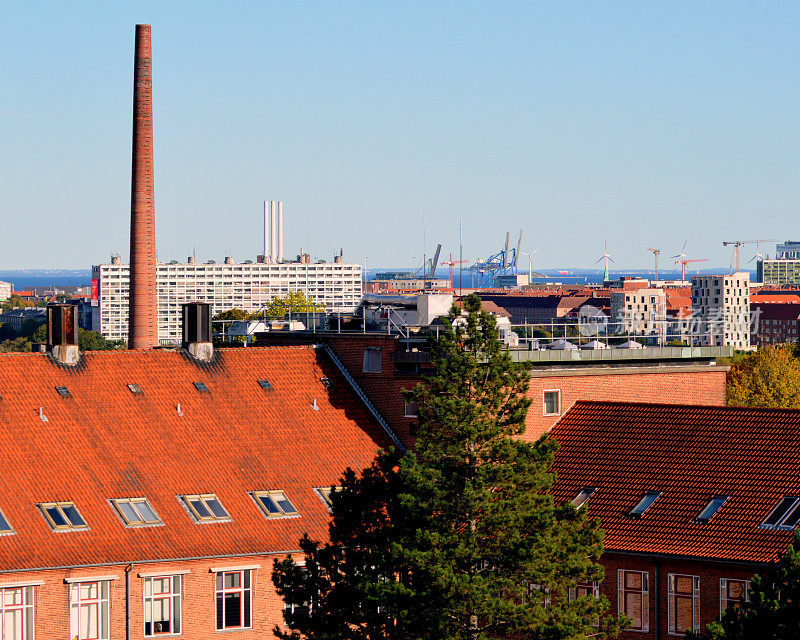 全景俯瞰哥本哈根城市，丹麦到瑞典