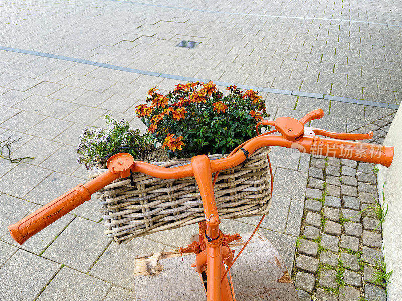 花自行车车把，橙色