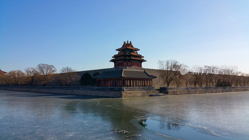 北京紫禁城护城河和角楼
