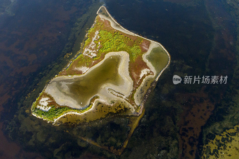 盐沼和海岸线-鸟瞰图