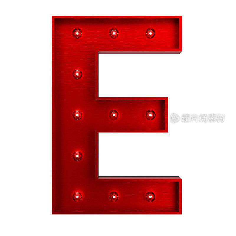 红色金属字母E与灯泡