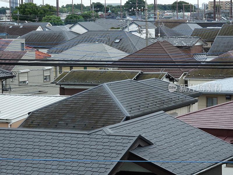 从上空拍摄郊区的一个居民区