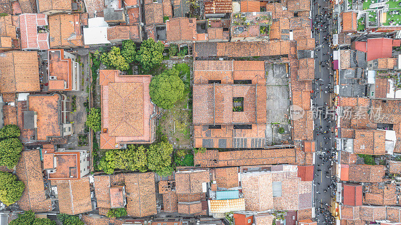 中国福建省泉州市历城区西街和开元寺旅游景点航拍图