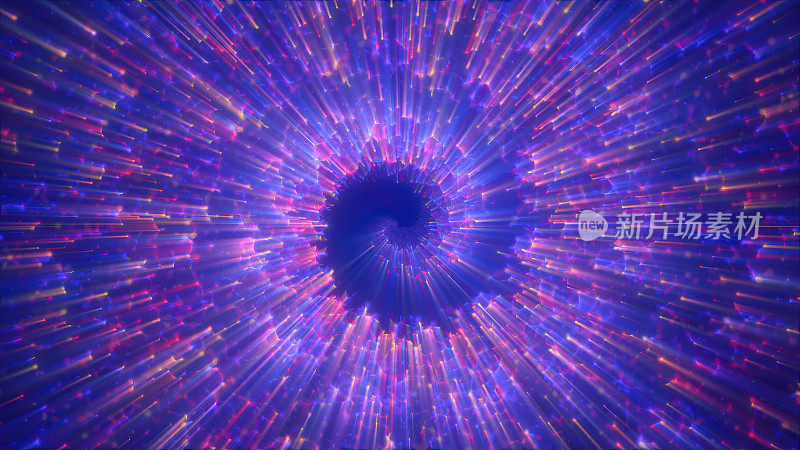 紫色能量魔法高科技数字隧道螺旋漩涡漩涡框架未来力场能量线。抽象的背景