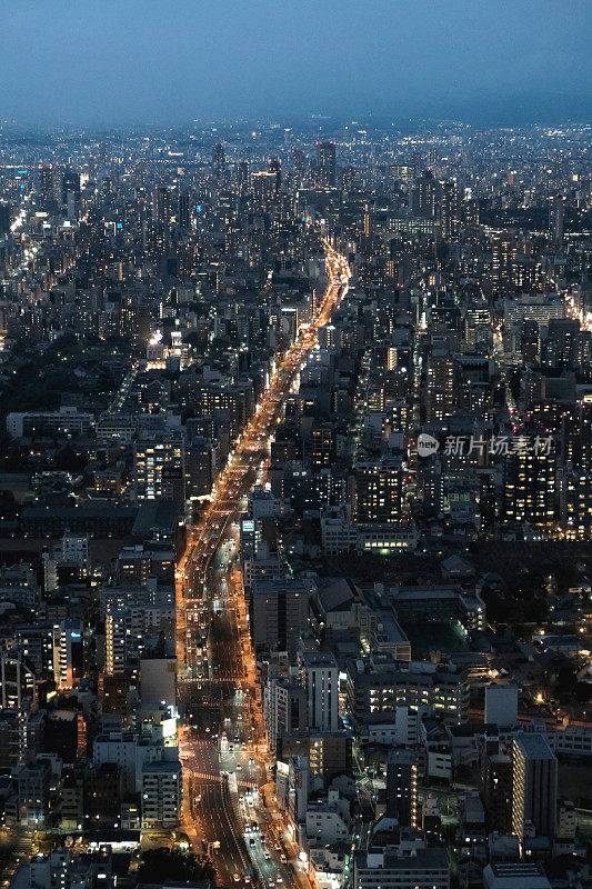 黄昏的大阪市景，日本