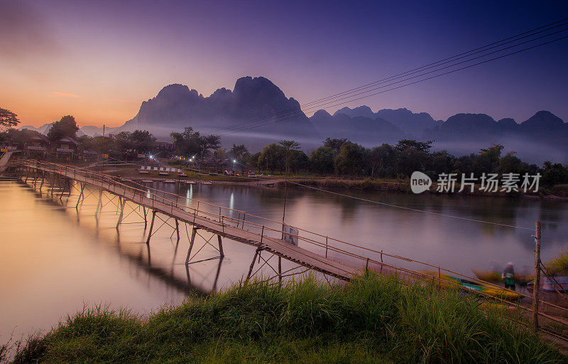 老挝万荣的日落