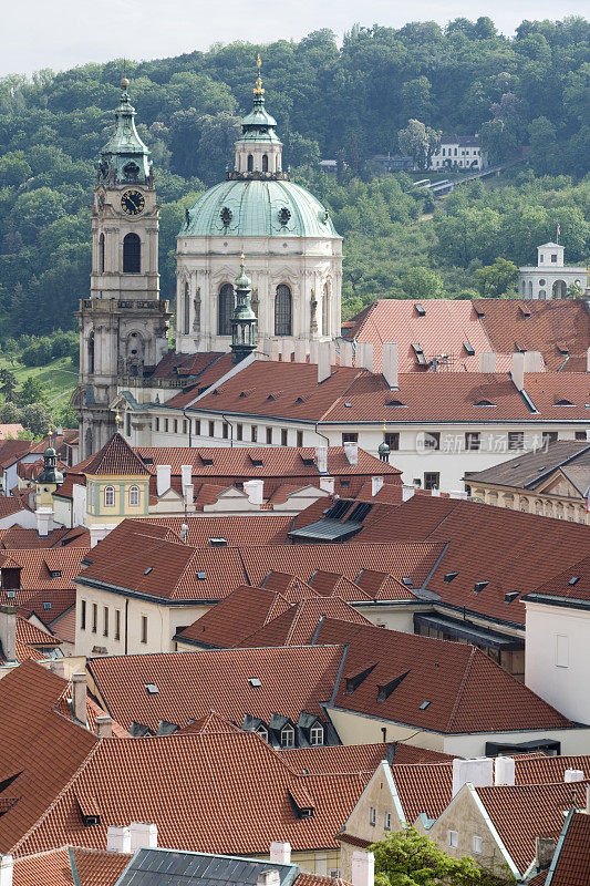 从布拉格城堡看圣尼古拉斯大教堂的钟楼
