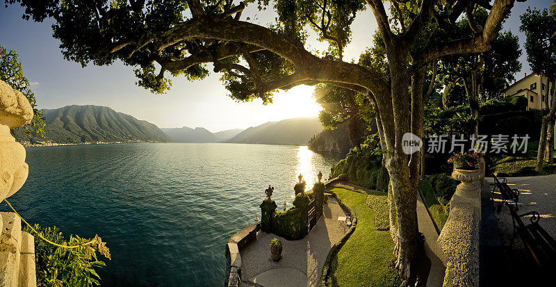 风景:意大利瓦雷纳的科莫湖全景