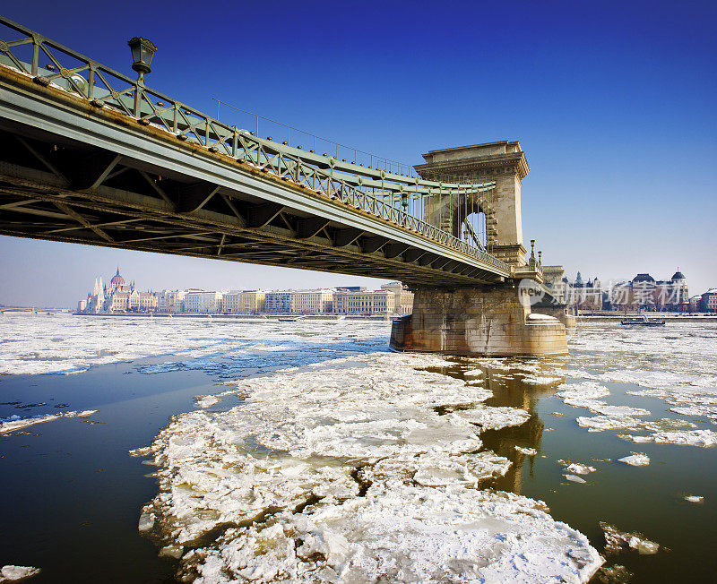 铁链桥和冰冷的多瑙河