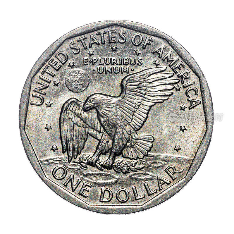 一美元硬币孤立在白色(1979)