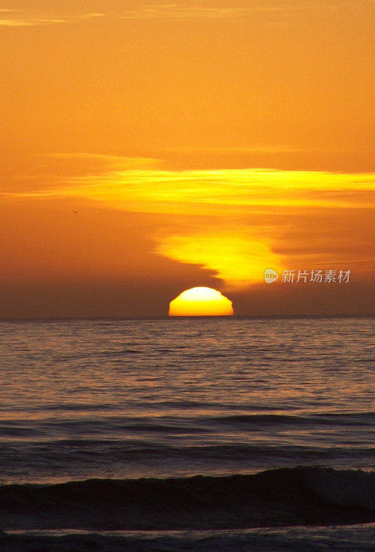 太阳在海洋上的地平线下