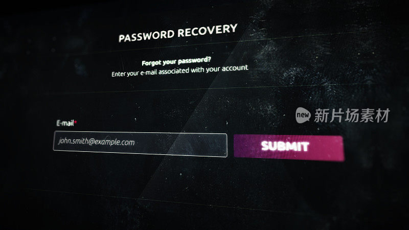 屏幕上的密码恢复表单