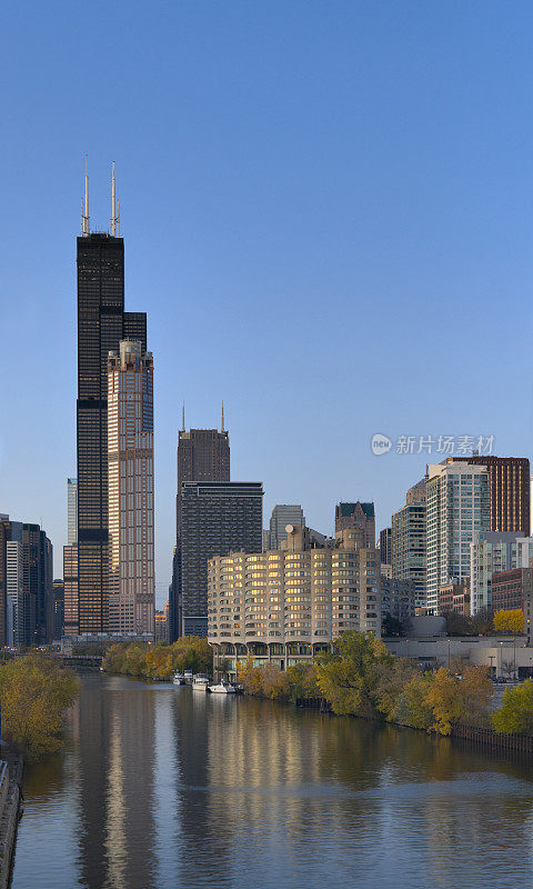 芝加哥环线和黄昏的河流(XXXL)