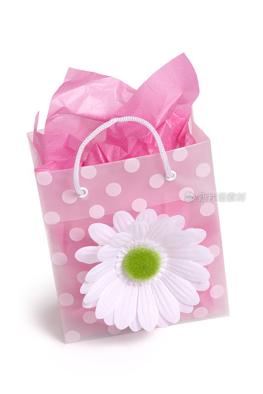 漂亮的礼品袋，粉红色的纸巾