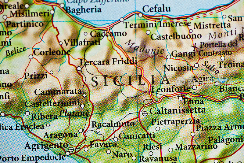 意大利西西里岛的地图