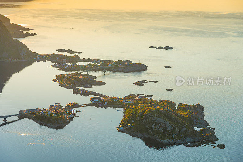 挪威罗浮敦群岛全景，日落美景