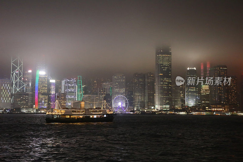 香港维多利亚港城市天际线城市夜景