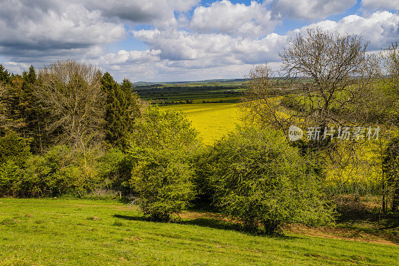 伯顿达塞特山俯瞰英国风景，英国中部的沃里克郡