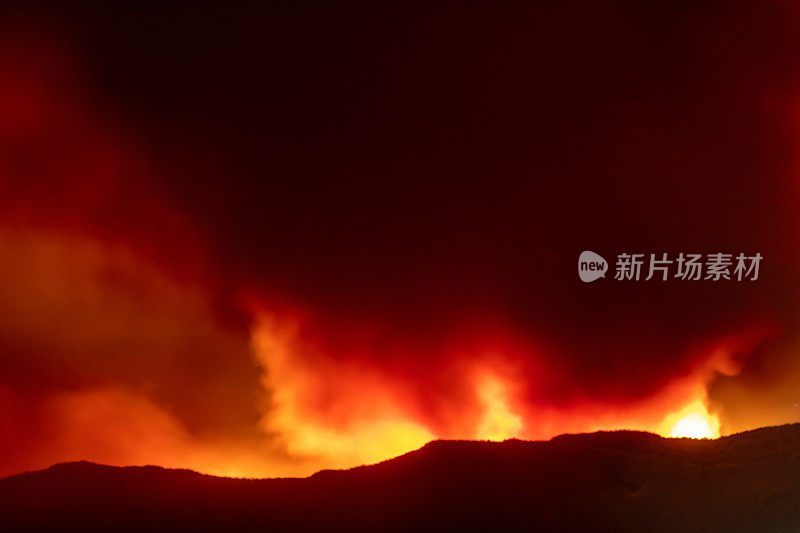 科罗拉多州西部松树峡谷大火的火焰和浓烟