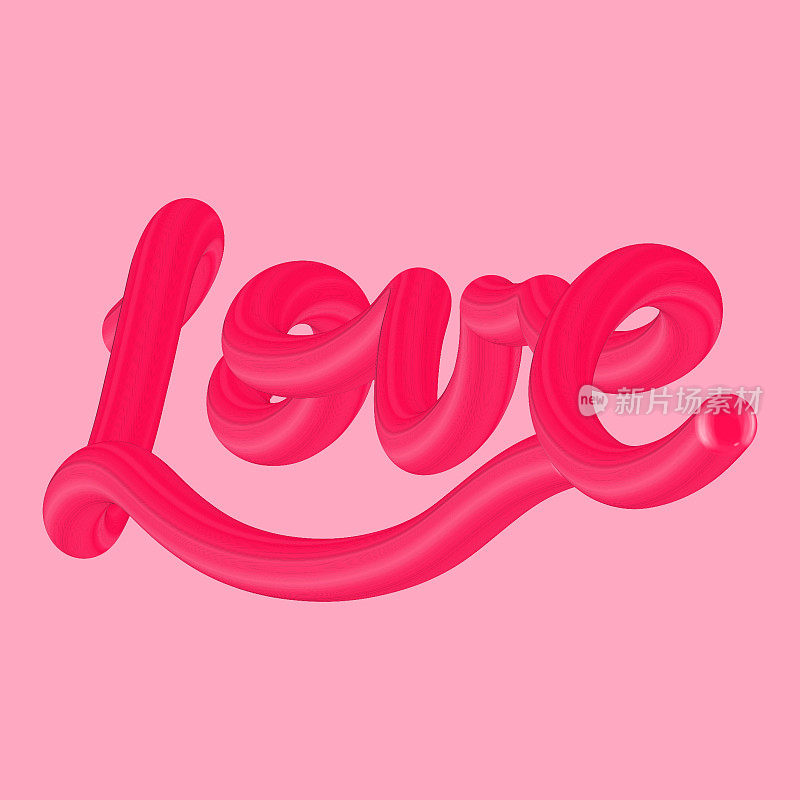 粉红色背景上红色立体的“爱”字