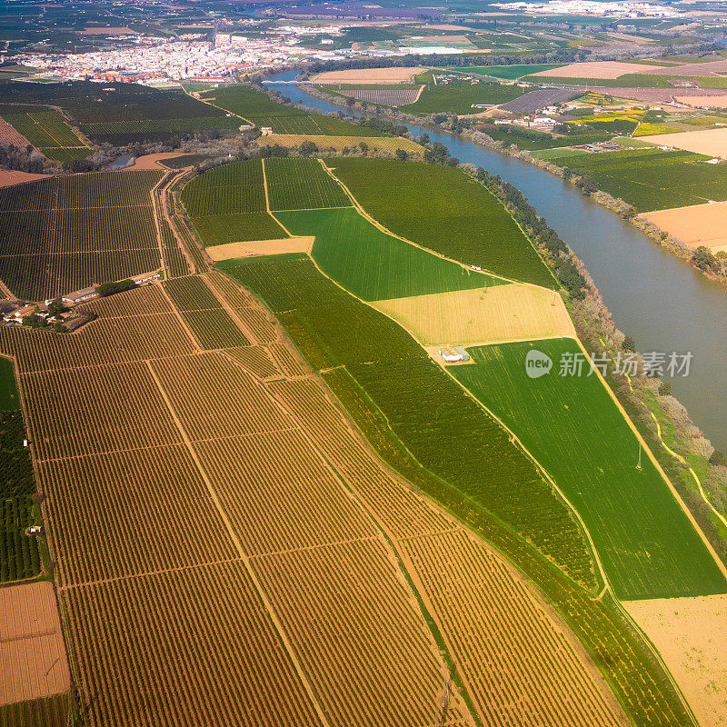 飞过西班牙南部的农田和小溪