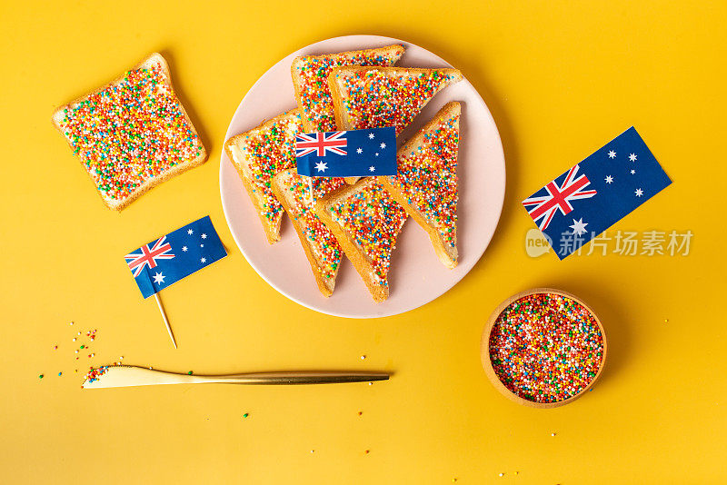 澳大利亚著名的传统美食，黄色背景的仙女面包。