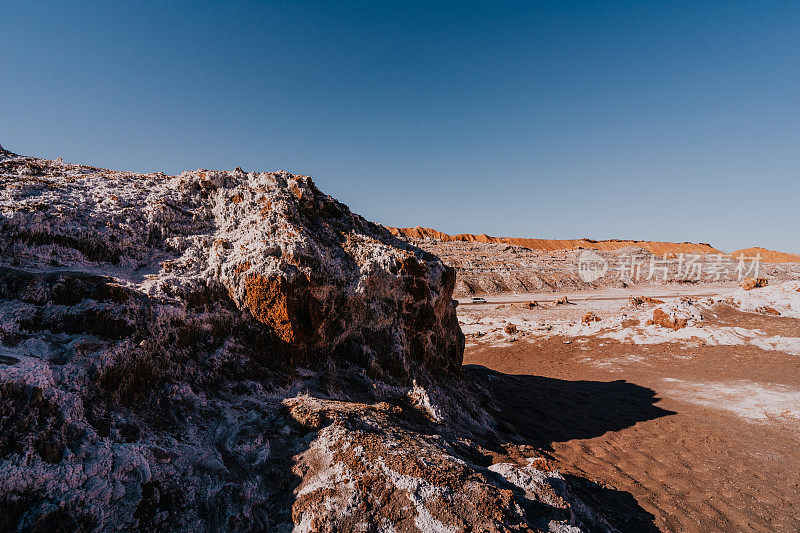 盐浸渍在阿塔卡马沙漠的土壤中