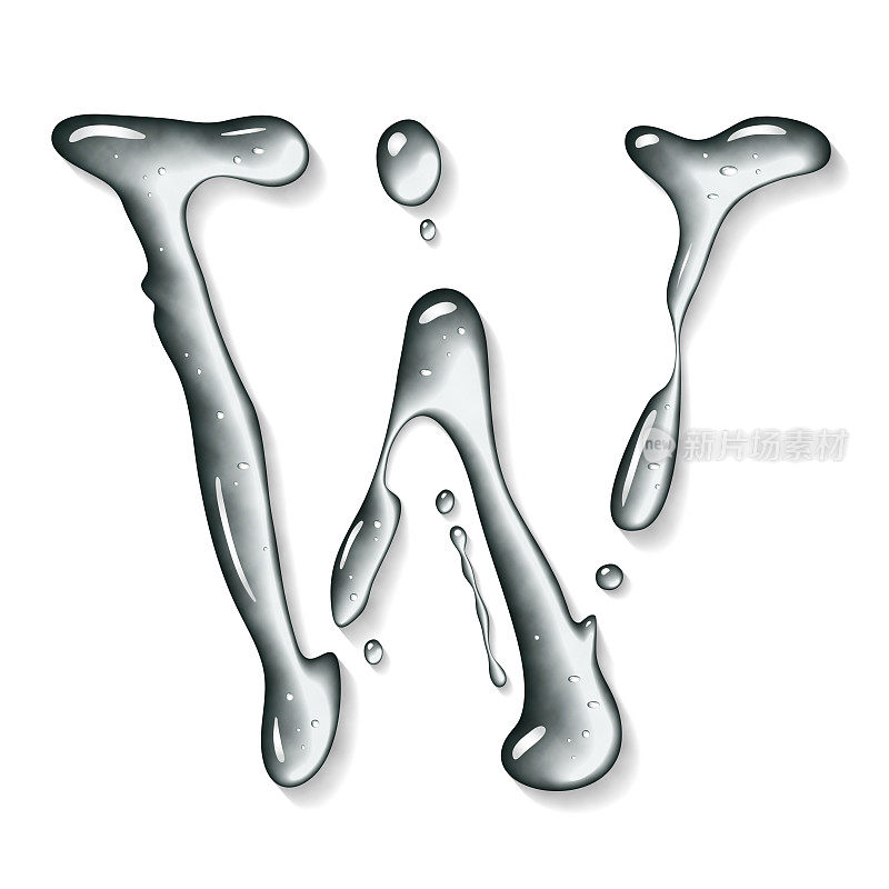 水的字体。字母W。