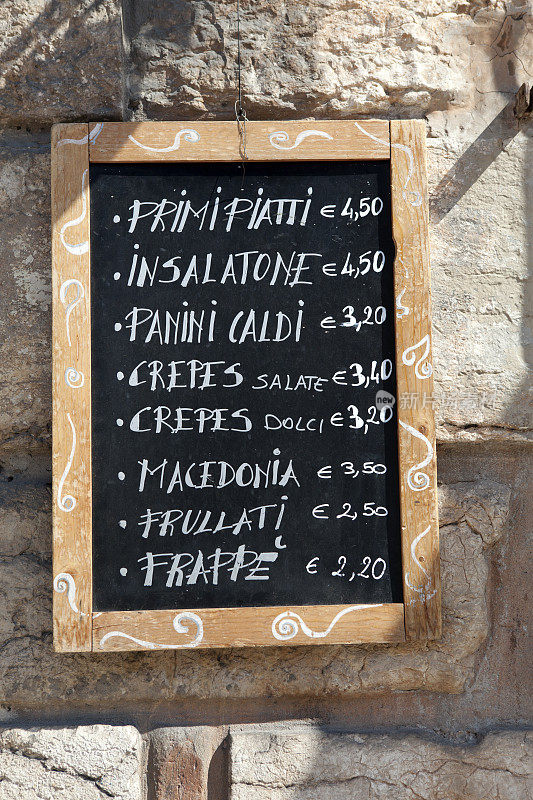 意大利维罗纳的意大利菜单