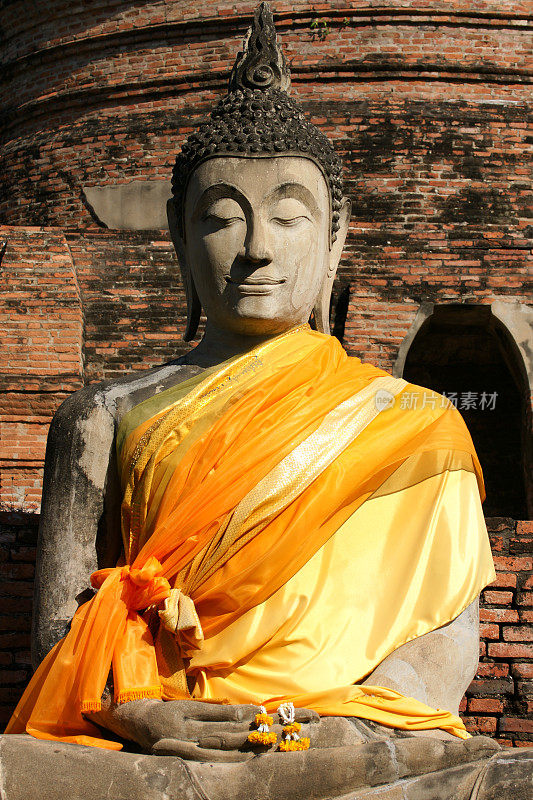 泰国大城府的一座寺庙里的佛像