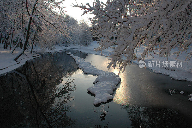 池塘上的雪