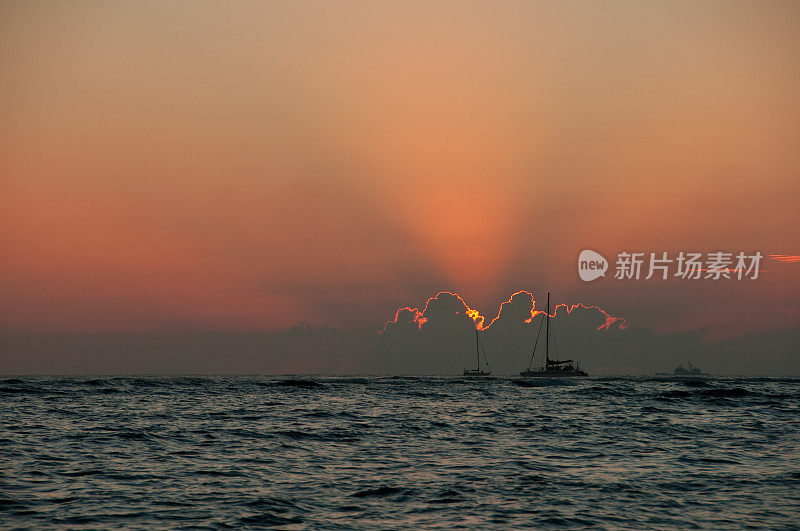 威基基海滩的日落