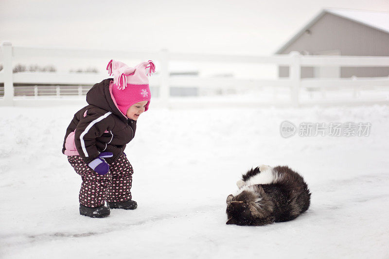 小女孩和小猫