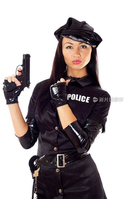 穿着警服的性感女人。