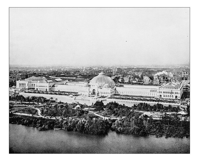 园艺建筑的古董照片(世界哥伦比亚博览会，芝加哥，美国)-1893