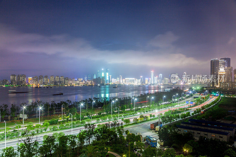 中国江西，夜城天际线
