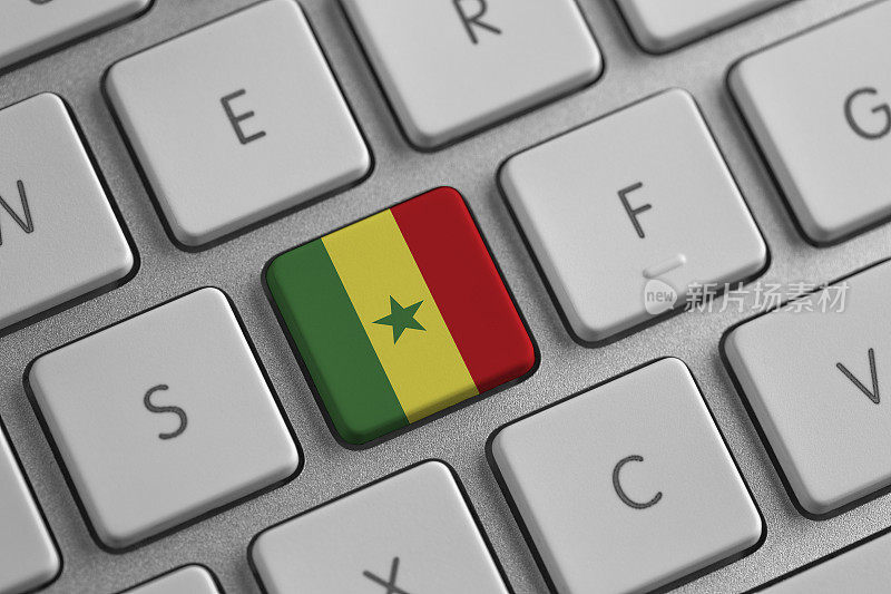 一个笔记本电脑上的塞内加尔国旗