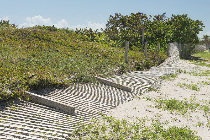 飓风厄玛摧毁了佛罗里达迈阿密海滩的围栏