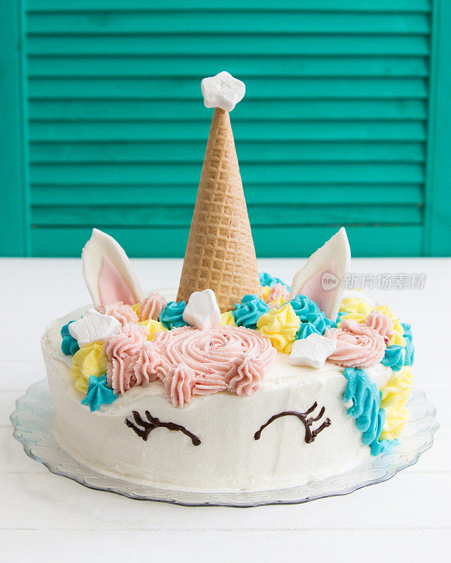 构想独角兽蛋糕，翠绿快门儿童生日