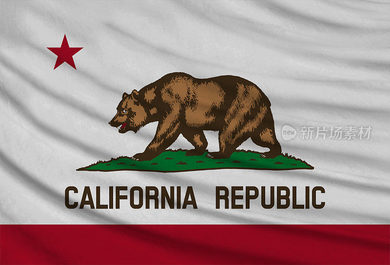 美国加州飘扬的旗帜。