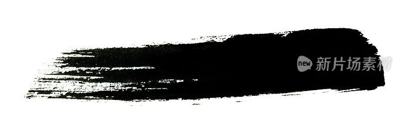 黑色油漆与笔触孤立的白色背景