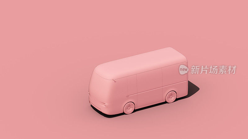 粉色电动自动驾驶面包车
