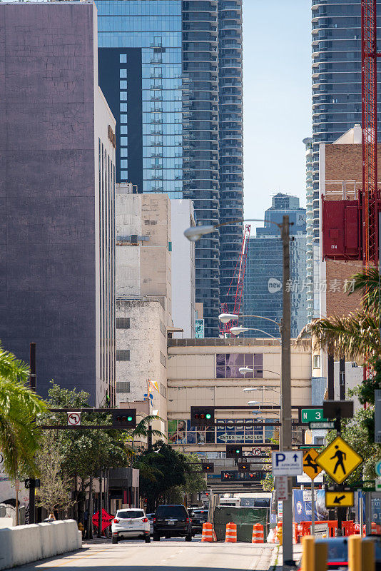 长街拍摄的迈阿密市区南景