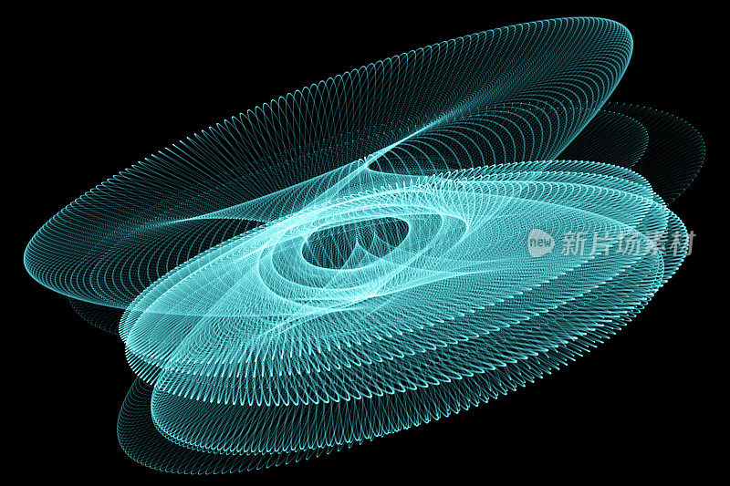 示波器风格Lissajous模式数字化设计和高度详细。适合数学、科学、技术和美学背景。库存图片背景。