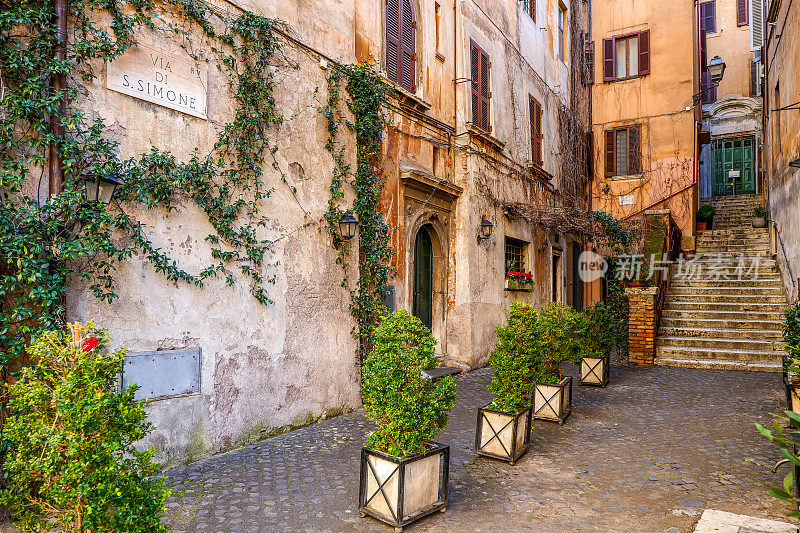 位于罗马市中心的Coronari大道上的一条暗示性的小巷子